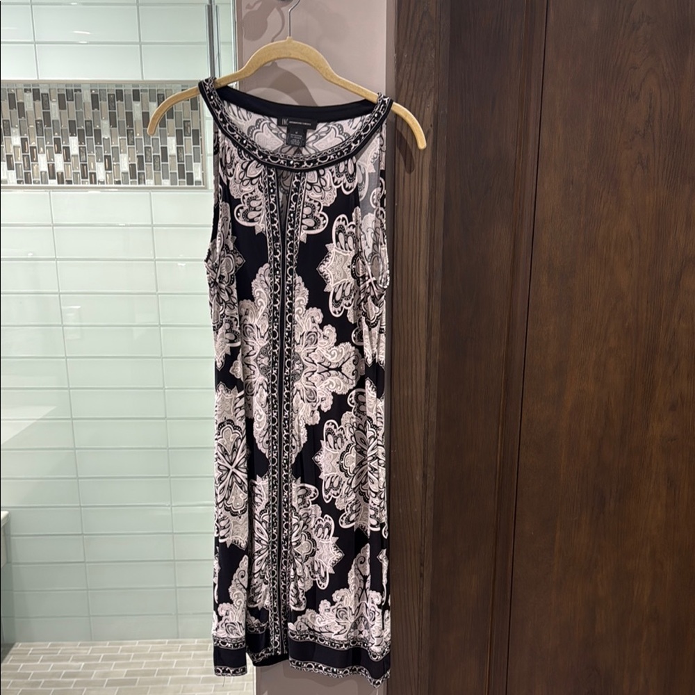 INC International Concepts Black and White Patterned Mini Dress
